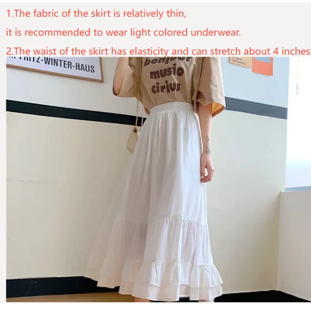 🍒 Tiered skirt with elastic waist band women's white a-line tiered skirt outfit summer clothing chic smart casual fashion elegant office wear for ladies Crisp Wispy Gypsy