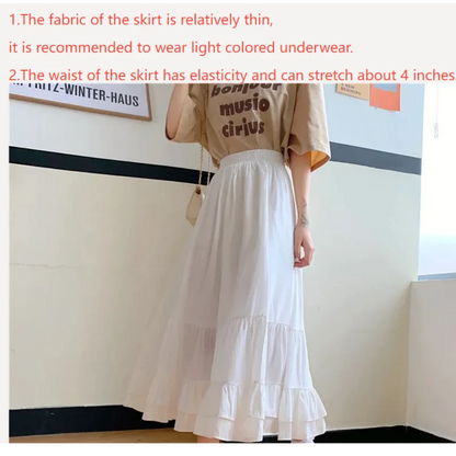 🍒 Tiered skirt with elastic waist band women's white a-line tiered skirt outfit summer clothing chic smart casual fashion elegant office wear for ladies Crisp Wispy Gypsy