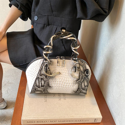 🍒Designer luxury bags for women crocodile pattern grab bag with top-handle hardware wild shoulder crossbody handbag with snake design  Sweet Slippy Snakey