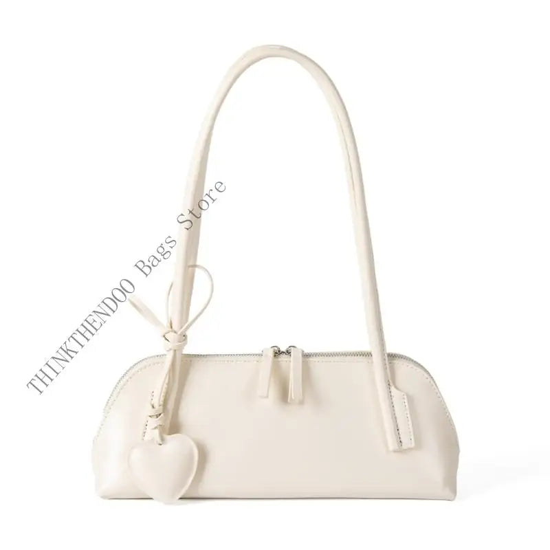 🍒Shoulder bag under arm for women with detachable heart charm pu leather handbag spacious underarm bags east west bag grab bag No Need To Go West To Get This East