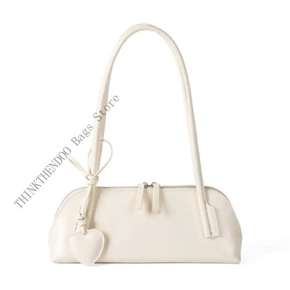 🍒Shoulder bag under arm for women with detachable heart charm pu leather handbag spacious underarm bags east west bag grab bag No Need To Go West To Get This East