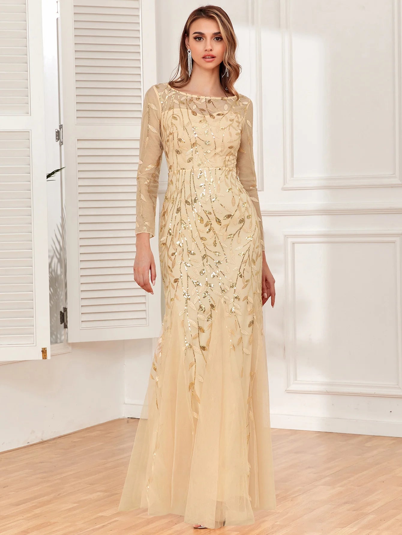 🍒Sequin maxi cocktail dress long bridesmaid prom outfit for special occasion party club bodycon vintage style clothing You'll Fish This Mermaid Out Time &Time