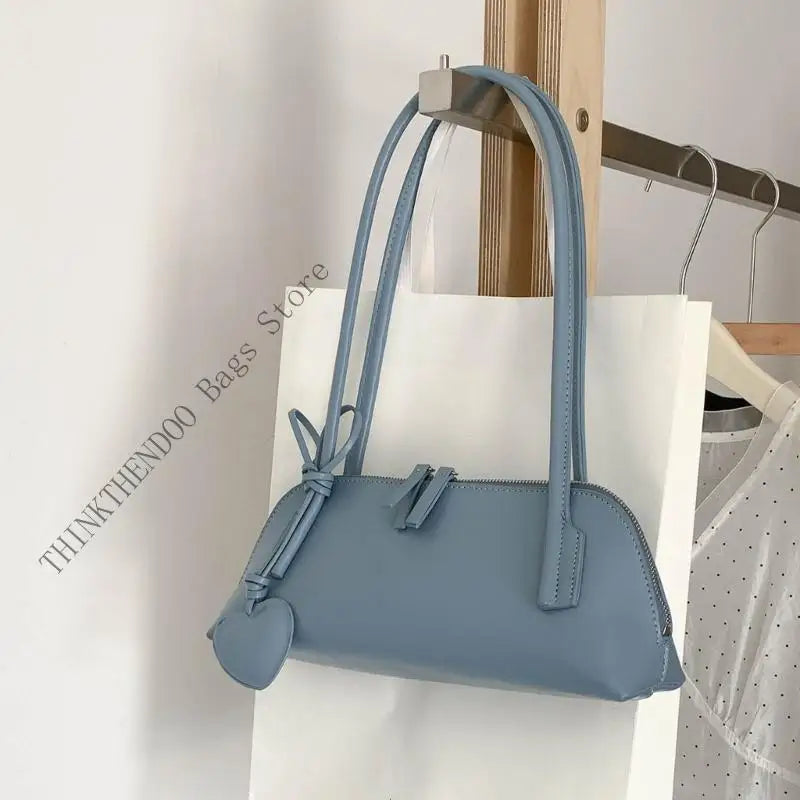 🍒Shoulder bag under arm for women with detachable heart charm pu leather handbag spacious underarm bags east west bag grab bag No Need To Go West To Get This East