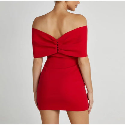 🍒Womens big bow dress strapless mini backless bodycon off shoulder party wear clubwear oitfit Get Redy For This Bowlicious