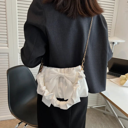 🍒Fashion small bag with bows  Shoulder bags for women with chain strap lovely bowknot design smart casual bag