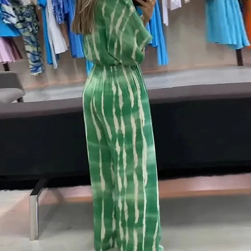 🍒Women's Jumpsuits tie dye Summer relaxed outfits casual  clothing for ladies v-neck one piece tie bow fashion loose wide leg Jumpsuit rompers S-XXXL  tye this tie Into Your style