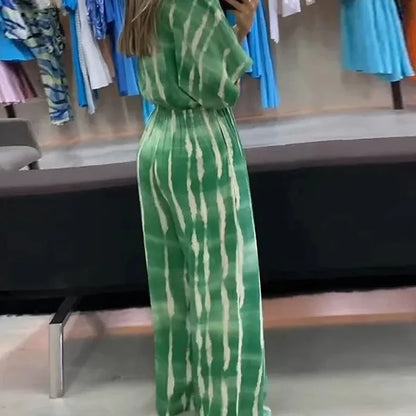 🍒Women's Jumpsuits tie dye Summer relaxed outfits casual  clothing for ladies v-neck one piece tie bow fashion loose wide leg Jumpsuit rompers S-XXXL  tye this tie Into Your style