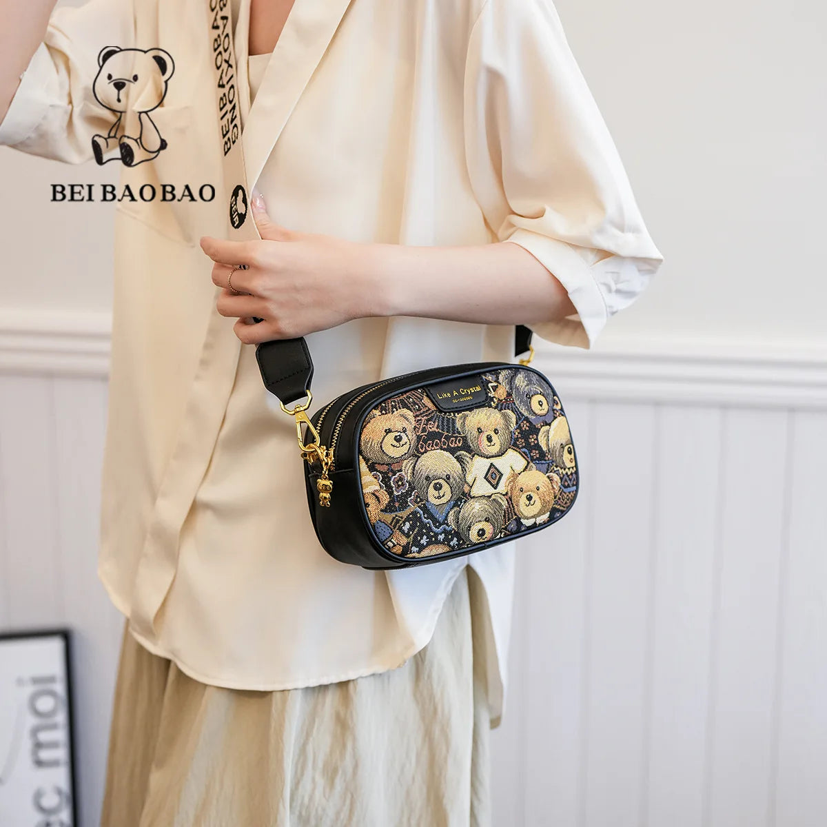 🍒Casual crossbody bags for women pu leather ladies luxury designer bags female large  capacity crossbody shoulder travel bag holiday bag ‘ BEAR Your Cute With A TEDDY Bag