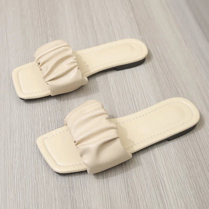 🍒Square flip flops flat large size women's summer sandals outdoor slippers square drape style shoes casual sandals Don’t Be Square Get This Lovely Pair