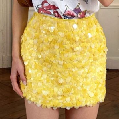 🍒Sequin mini skirt fashion slimming high-waisted shiny Socialite party wear elegant a-line mini skirts women's clothes smart casual occasion wear Sunshine In Your Mini
