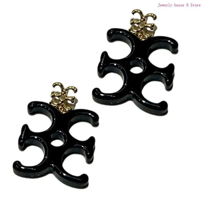 🍒Modern letter dangle drop earrings versatile for Any occasion cccessory for ttendy outfits resin jewellery black fasbion jewellery Send A Letter To Yourself