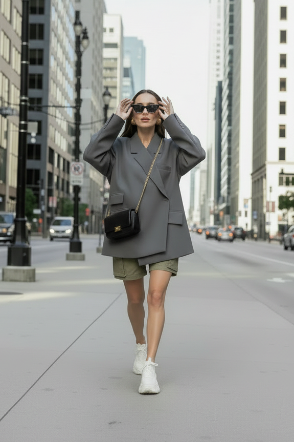 🍒Loose Jacket for women gray Asymmetric blazer with lapels long sleeve split Jackets female designer style clothing fashion chic outwear    Always Be In Line For An Asymmetric