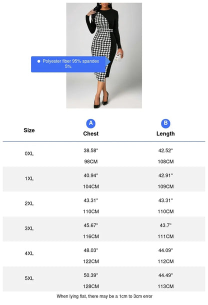 🍒Herringbone dress colour contrast printed elegant monochrome outfits long-sleeved OL Commuter office wear clothes for women bodycon plus size Get On The BONE For A HERRING