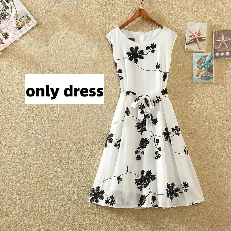 🍒Two piece outfits summer  dress fashion a line summer sets for women elegant floral clothing smart casual wear Move Into Monochrome