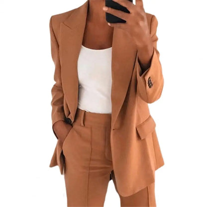 🍒Womens jacket and trouser suit smart casual clothing long sleeve suit jacket and pants two piece female fashion work wear office clothes Eat Loads Of Jacket Potatoes Without Feeling Pants Wearing This Set