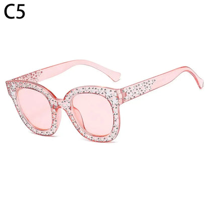 🍒Diamond polygon bling square shape sunnies for women vintage rhinestone womens Y2K eyewear summer sunglasses holiday shades Cool Crystals
