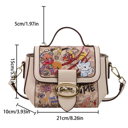 🍒Graffiti handbag/Purse women's bag designer luxury shoulder bag lu leather ladies messenger bag pink crossbody bag casual bag  No Word Of A Lie This GRAFFITI Bag CAN Be Yours
