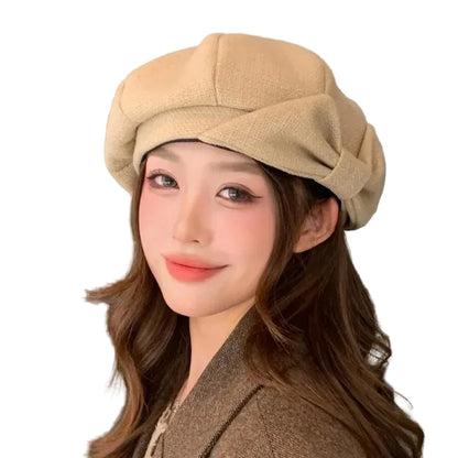 🍒Painter hat versatile octagonal hat niche warm fashionable head wear for women vintage designer beret bow detail soft fit smart casual accessorie for women Bop On A Bow And Bold The Cold