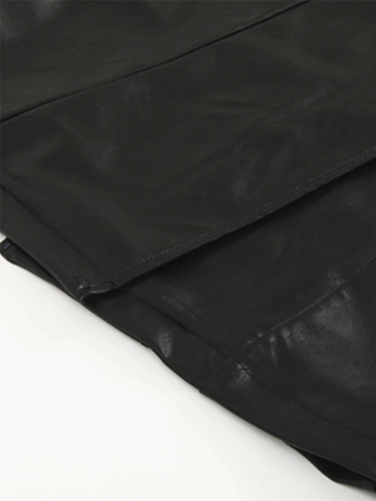 🍒Extra long faux leather trench coat for women double breasted luxury elegant long smart casual pu outerwear Keep aBREAST of DOUBLE take clothing