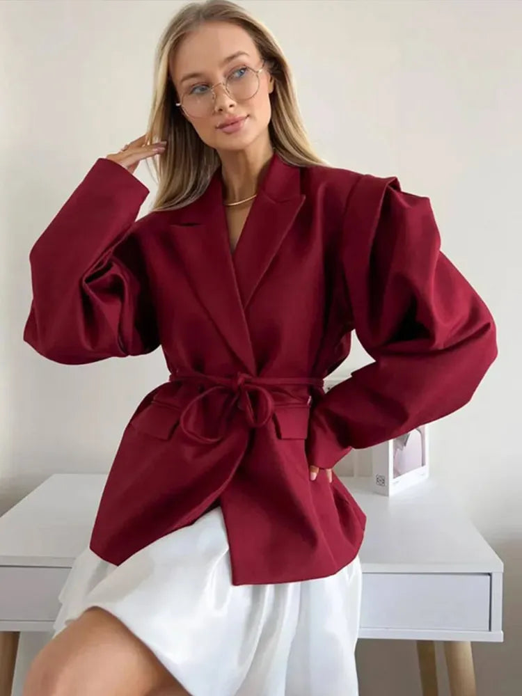 🍒 Blazer with band womens summer jacket with  turn-down collar long sleeve outerwear  oversized coat with pockets chic   women's fashion Overide Ordinary Oversize