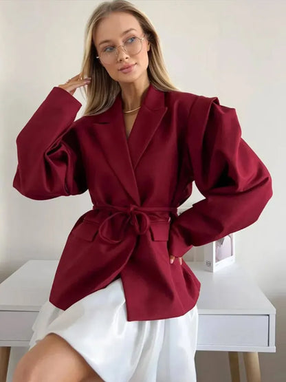 🍒 Blazer with band womens summer jacket with  turn-down collar long sleeve outerwear  oversized coat with pockets chic   women's fashion Overide Ordinary Oversize