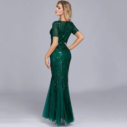 🍒Sequin maxi cocktail dress long bridesmaid prom outfit for special occasion party club bodycon vintage style clothing You'll Fish This Mermaid Out Time &Time