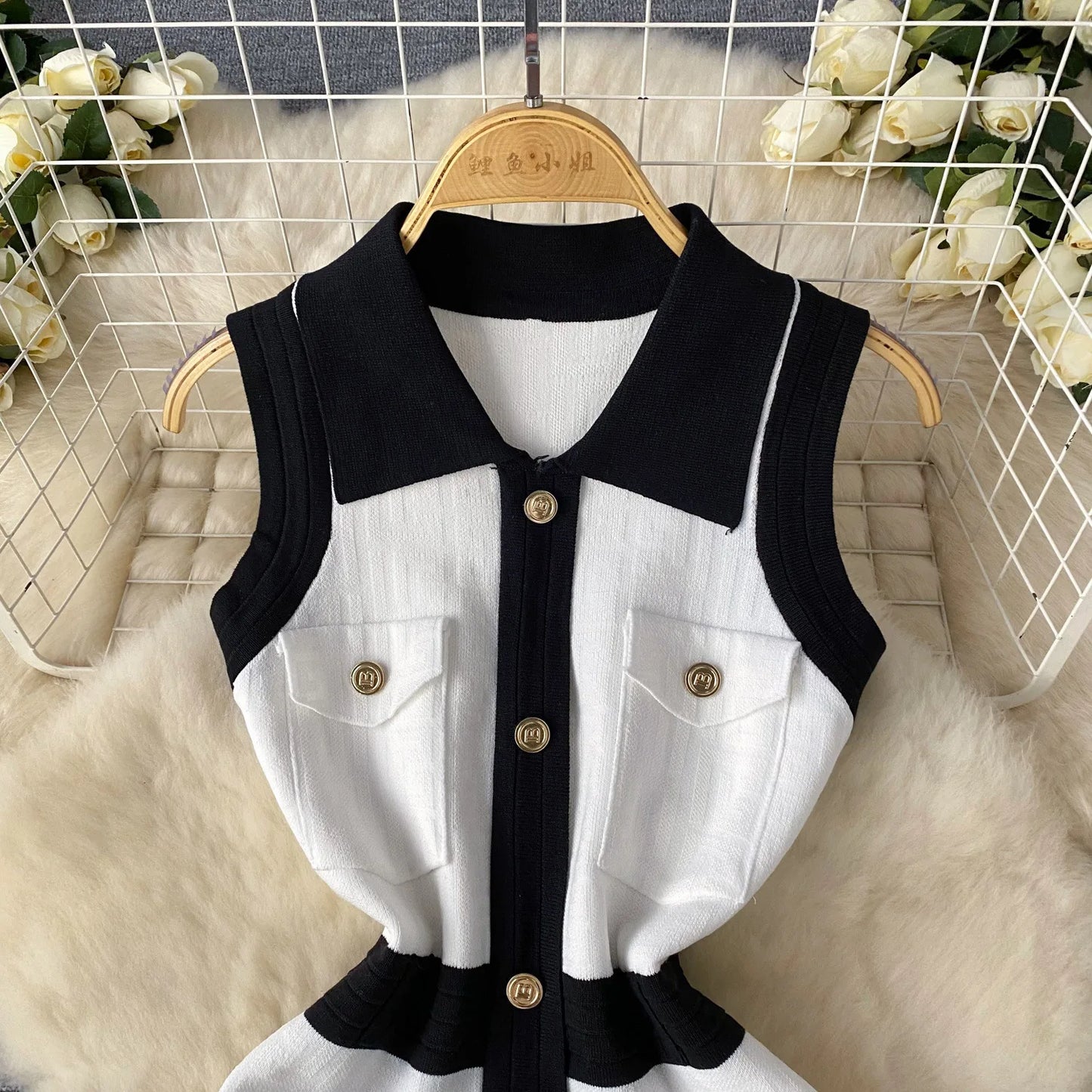 🍒knitted mini dress bodycon  sleeveless outfit shirt dress smart casual knitwear women summer fashion