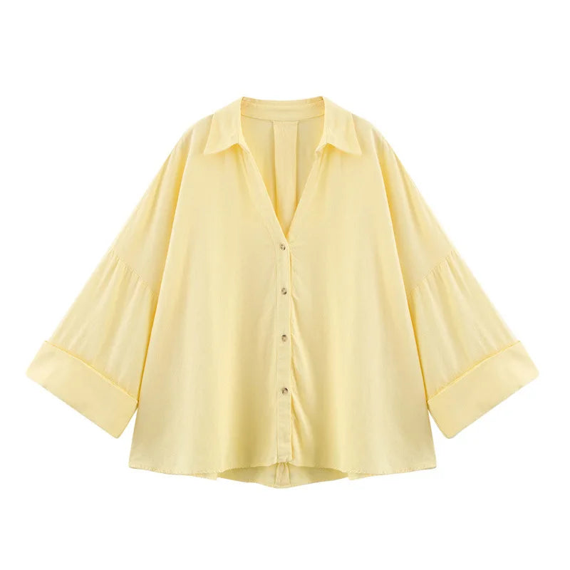 🍒Summer three quater sleeve shirt three quarter sleeve women's refreshing blend loose blouse tops simple casual shirt Y2K fashion Relax In Relaxed Classics
