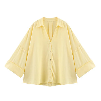 🍒Summer three quater sleeve shirt three quarter sleeve women's refreshing blend loose blouse tops simple casual shirt Y2K fashion Relax In Relaxed Classics