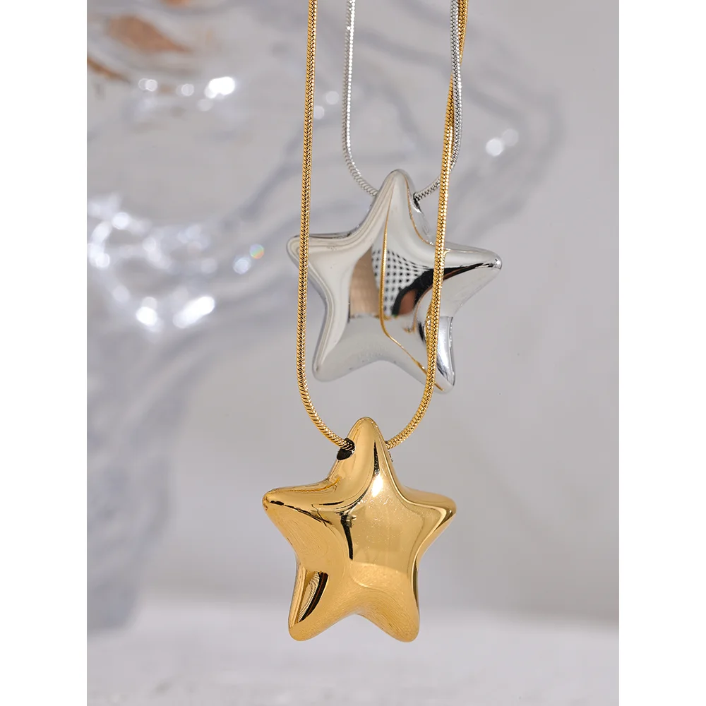 🍒Stainless steel star pendant necklace waterproof pvd 18K plated jewelly steel fashion Jewellery attractive accessories for women Get This Star Its A Steel