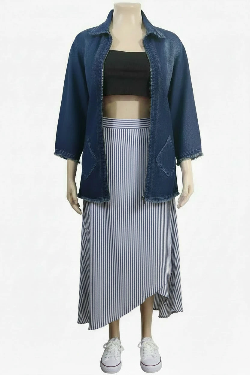 🍒Denim jacket women y2k pocket coat zipper poncho with turn down collar batwing sleeves  outerwear loose casual BAT For The DENIM team And WINg