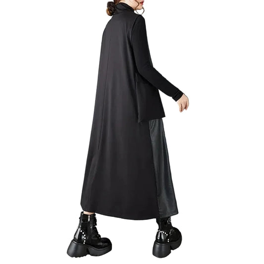 🍒Sleeveless pu dress oversized women vintage black outfit a-line casual loose long clothing for occasion As a MATTer of a fact this LEATHER is perfect