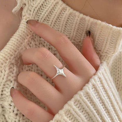 🍒925 Sterling silver rings for women geometric fine jewellery finger adjustable rings Interware cubic zirconia accessorize trendy jewellery for women birthday gifts