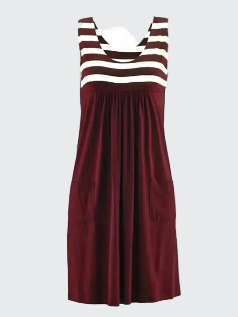 🍒Fashion striped dress vest style summer outfit with pockets loose sleeveless beach wear for women’s solid clothing for holiday casual wear  SHORELY Sweet Stripes