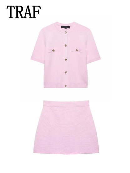 🍒Womens knit skirt set 2 Piece knitted short sleeved top and a-line mini skirt outfits casual summer sets Ice Cream You Scream Every Body Screams Ice Cream