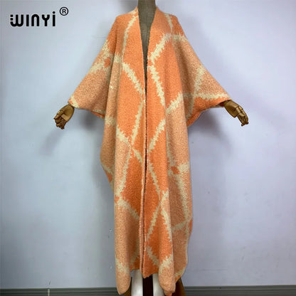 🍒Fashion poncho loose fashion print knitted coat neutral loose thick comfortable womens warm fover coat knitted poncho maxi long jacket You'll Get aLONG with A PONCHO