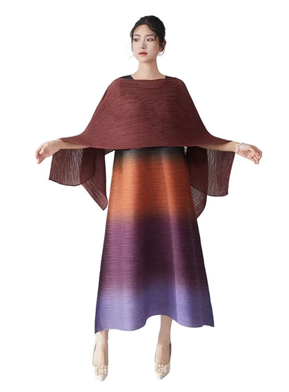 🍒Women's high-end clothing dress sleeveless long loose outfit gradual colour ombre fashion wear sleeveless loose long dress for party occasion wear  Gravitate To Gradual