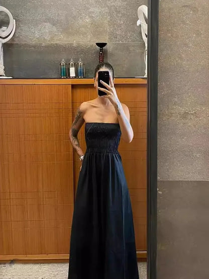 🍒Striped tube dress a line fashion maxi outfits for women trendy holiday wear beach wear striped summer clothes