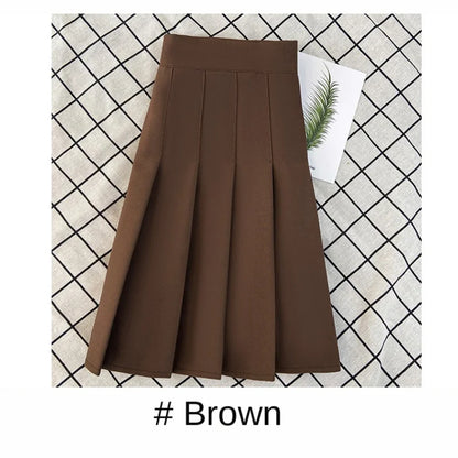 🍒Summer high waist skirt a-line short black plleated midi smart casual clothimg women female fashion wears Get These Box Pleats Boxed