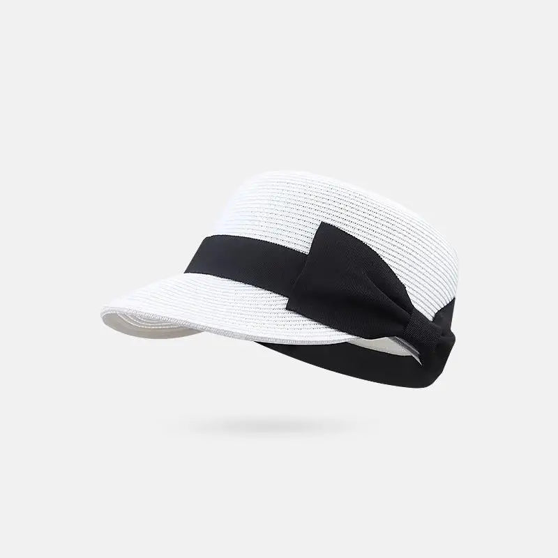 🍒Hat with bow grass straw hat woven cap duckbill hat women sun protection cap for summer outdoor hat fashion DUCK Big Hat  BILLs