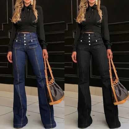 🍒Flared pants for women mom jeans vintage wide leg trousers high waist denim high street work party night club Jeans elegant Y2k clothing Day Denims Dinner Denims Dancing Denims