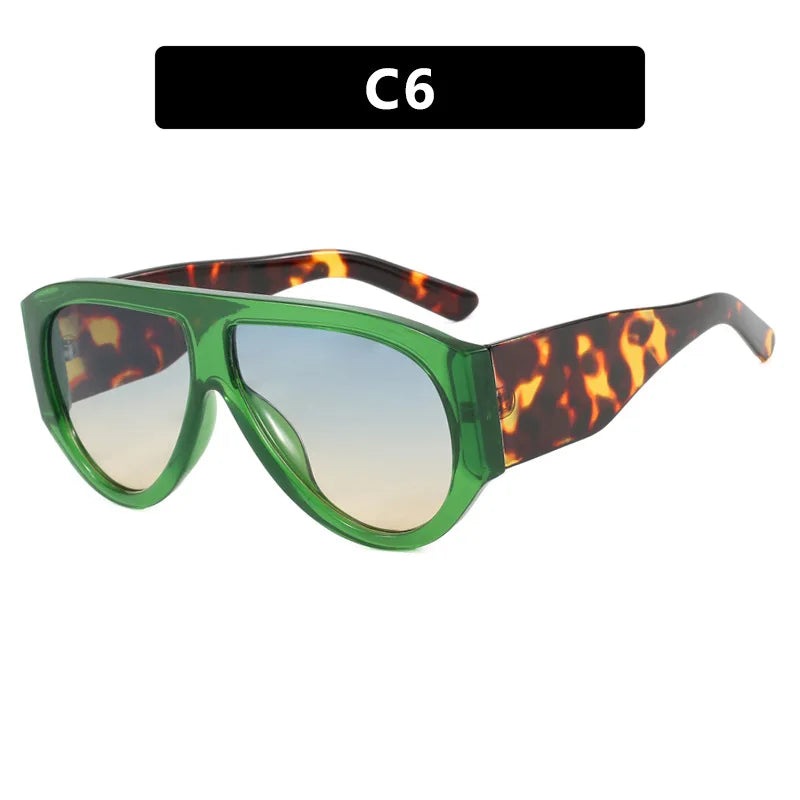 🍒Vintage oval gradient sun shades T sunglasses trendy designer sunnies unisex driving sun glasses women leopard shades uv400wide Eye This Tiger