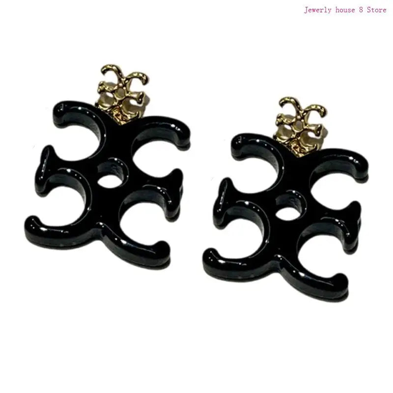 🍒Modern letter dangle drop earrings versatile for Any occasion cccessory for ttendy outfits resin jewellery black fasbion jewellery Send A Letter To Yourself