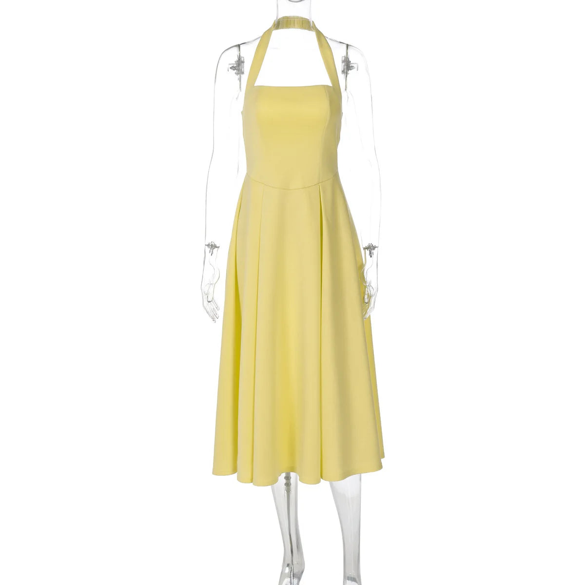 🍒Elegant midaxi dress high waist  sleeveless summer outfit long  backless halter dress feminine clothing party wear fashion