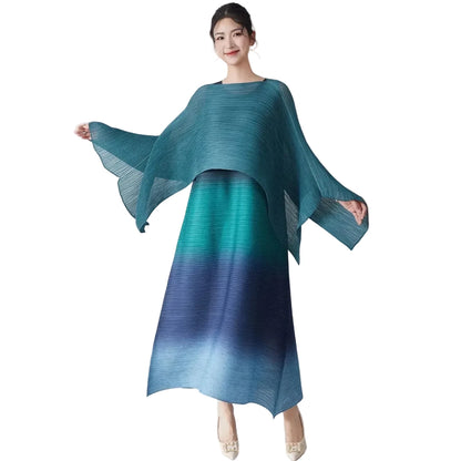 🍒Women's high-end clothing dress sleeveless long loose outfit gradual colour ombre fashion wear sleeveless loose long dress for party occasion wear  Gravitate To Gradual