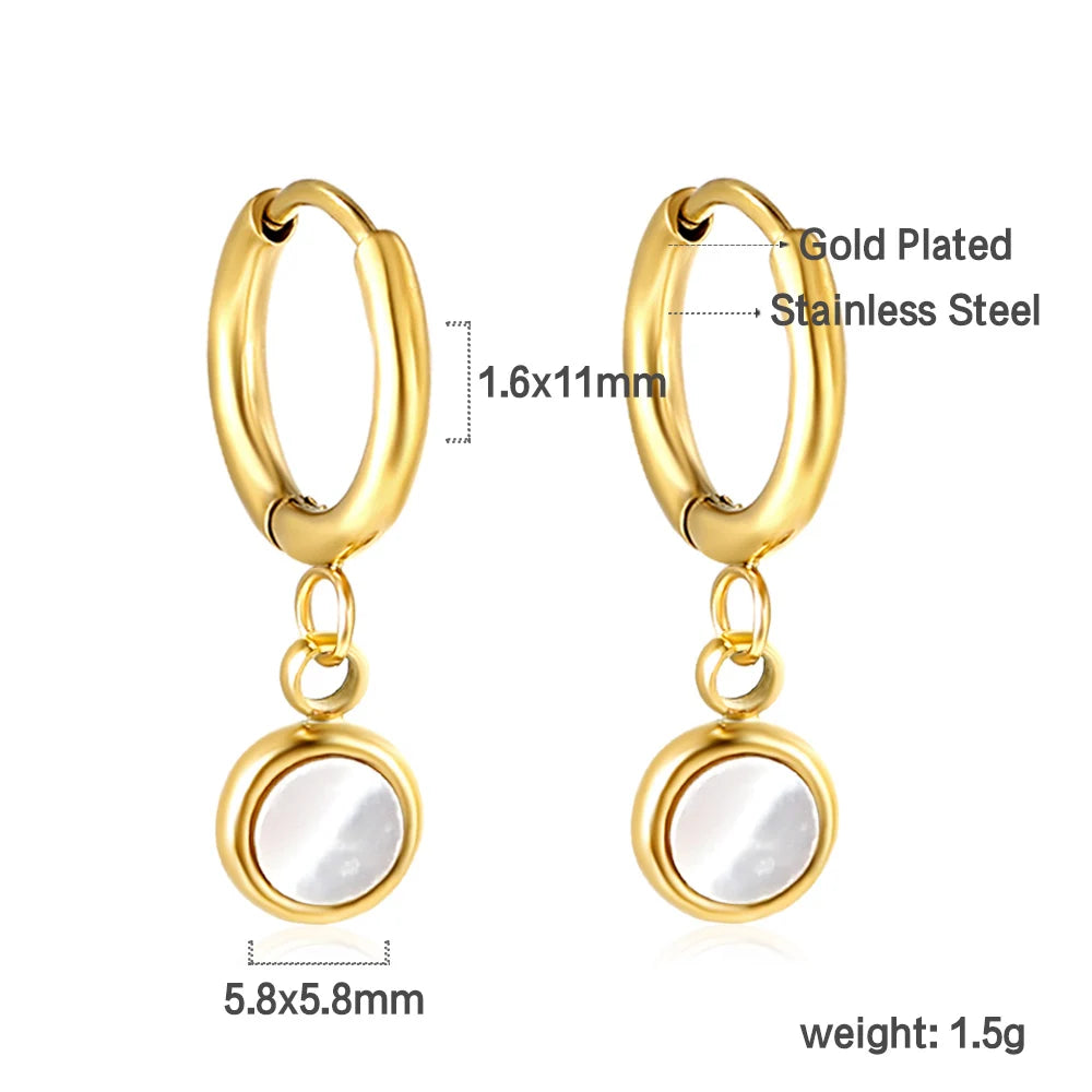 🍒Trendy jewellery stainless steel jewlry oil drip 18K gold plated hoop earrings butterfly shell bee heart earrings smart casual accessories