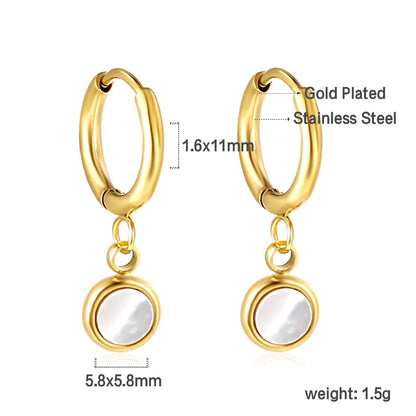 🍒Trendy jewellery stainless steel jewlry oil drip 18K gold plated hoop earrings butterfly shell bee heart earrings smart casual accessories