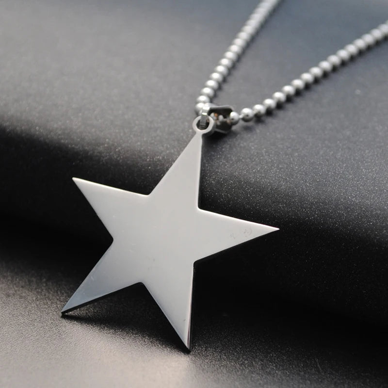 🍒Titanium stainless steel star pendant necklace creative star men/Women gift party Jewellery smart casual jewellery Slick Silver Star
