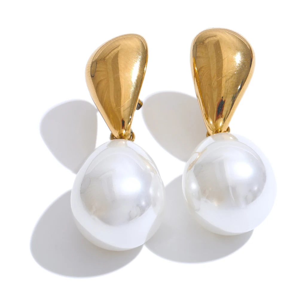 🍒Simulated pearls earrings drop earrings stainless steel stylish Versatile daily Jewellry occasion jewellery  Gift Pretty Perfect Pearl
