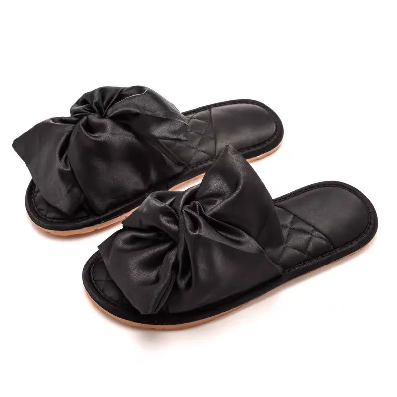 🍒Wedding slippers peep toe bedroom home sandals bride bridesmaid Newlywed Celebration shoes with silk bow smart casual slides for women luxury high end shoes Slipp -her A Gift And Gift Yourself